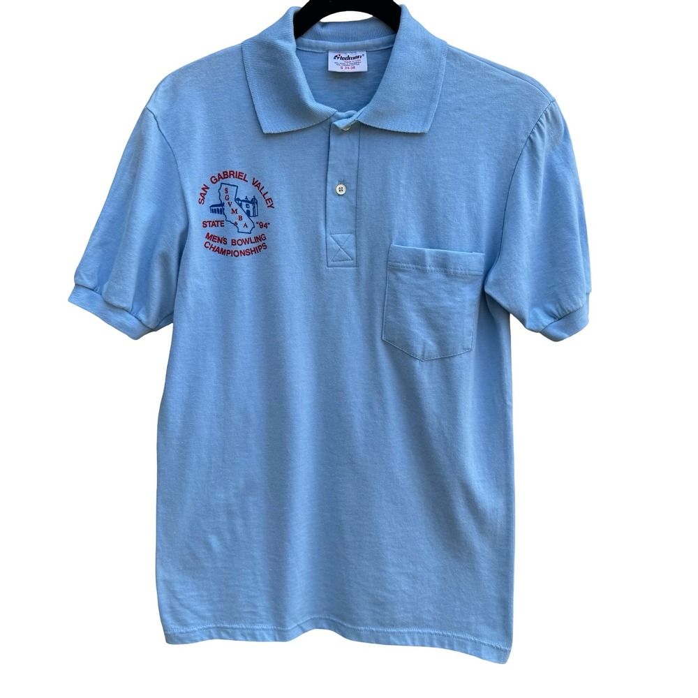Vintage 90s Stedman San Gabriel Valley Bowling Championship Polo Shirt Americana